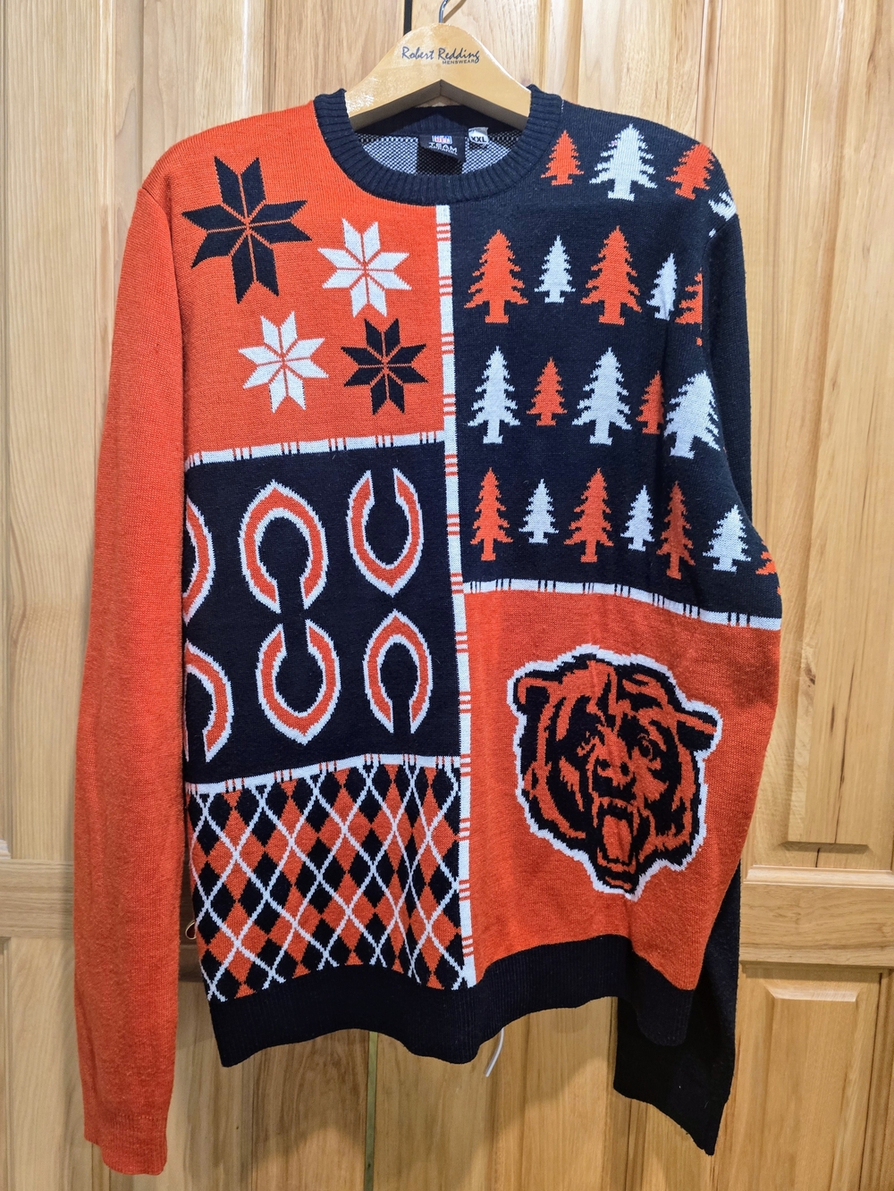 Robert Graham Orange & Black Patchwork Crewneck Sweater